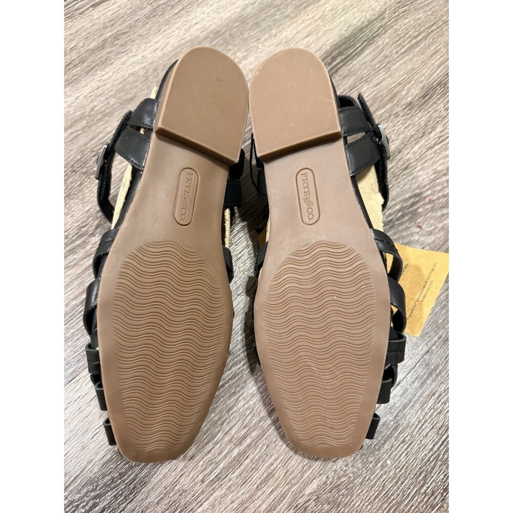 Frye and Co. Women’s Black Leather Strappy Gladiator Flat Sandals Size 7.5 - Picture 9 of 11